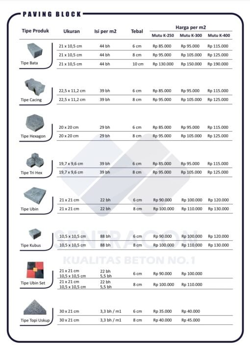 harga paving block k300 harga paving block